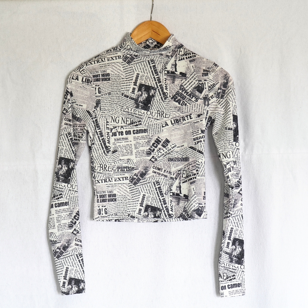 Topshop Mock Neck Long Sleeve Crop Top